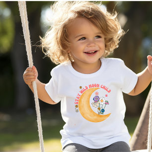 Bebé Boho Adorable "Niño de la luna pequeño camiseta