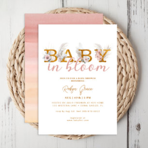 Bebé boho en la hibernación Pampas Invitación a la