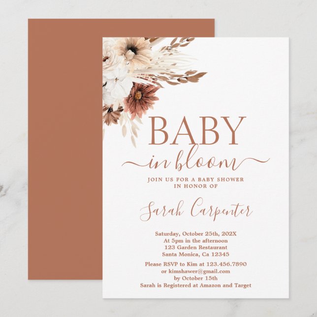 Bebé boho en sangre invitación a Chica de Baby Sho (Anverso / Reverso)