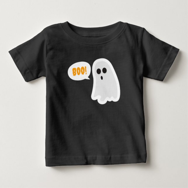 Bebé ¡BOO! Camiseta de Halloween de Fantasma Adorable (Anverso)
