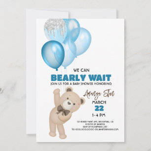bebe boy ducha invitaciones oso bearly espera azul