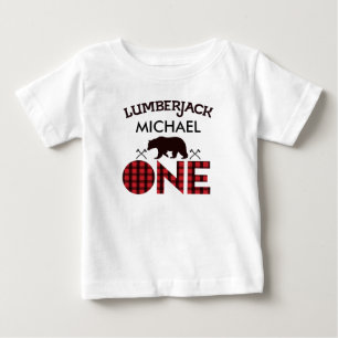 Bebé Boys Lumberjack Bear Flores Primera camiseta de cu