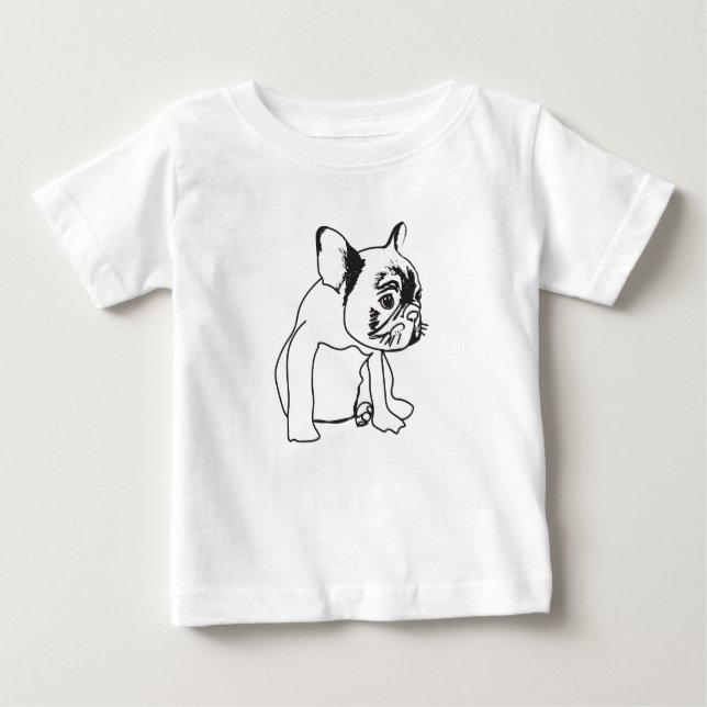 Bebé Cachorro de Bulldog francés dibujando camiseta fin (Anverso)
