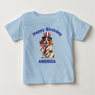 Bebé Cachorro de Cavalier Spaniel Camiseta Patriótica p