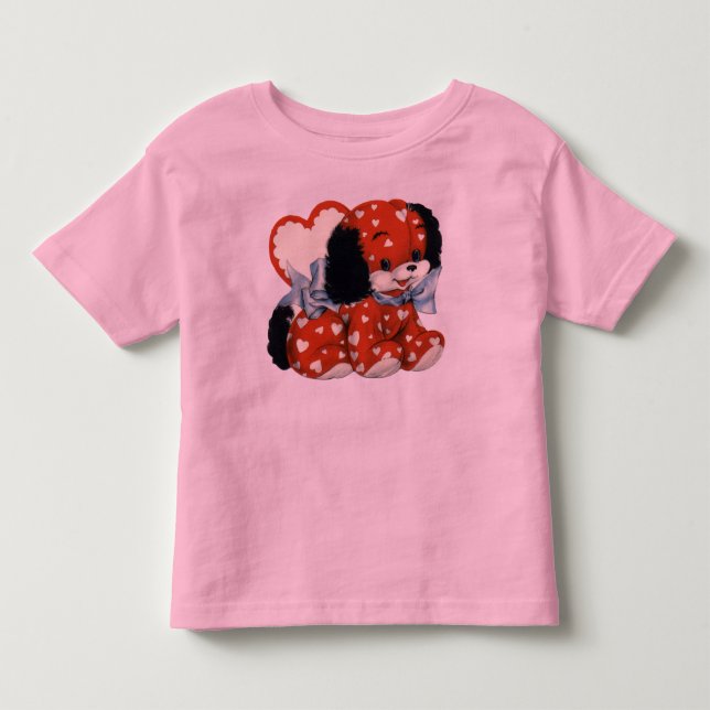Bebé Cachorro de San Valentín con camiseta de corazón p (Anverso)