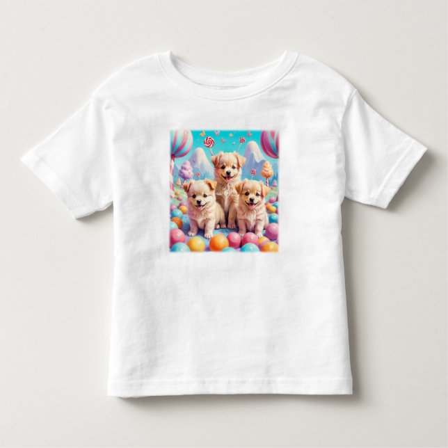Bebé Cachorros en la pequeña camiseta de Candy Land (Anverso)