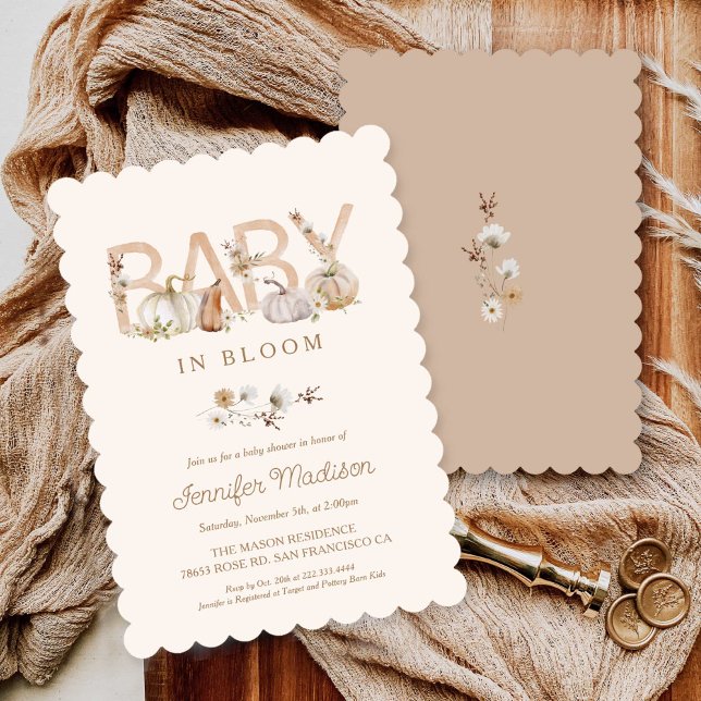 Bebé caído en la invitación de Baby Shower en flor (Subido por el creador)