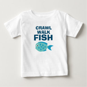 Bebé Caminata de gambas Pescado divertido camiseta de p
