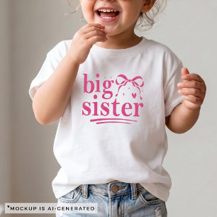 Bebé Camiseta a juego de lazo rosa para hermana mayor