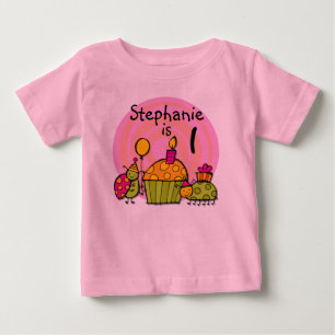 Bebé Camiseta adaptable del cumpleaños de la magdalena