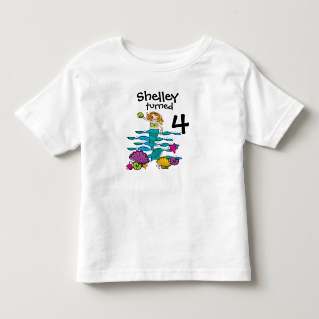 Bebé Camiseta adaptable del cumpleaños de la sirena (Anverso)