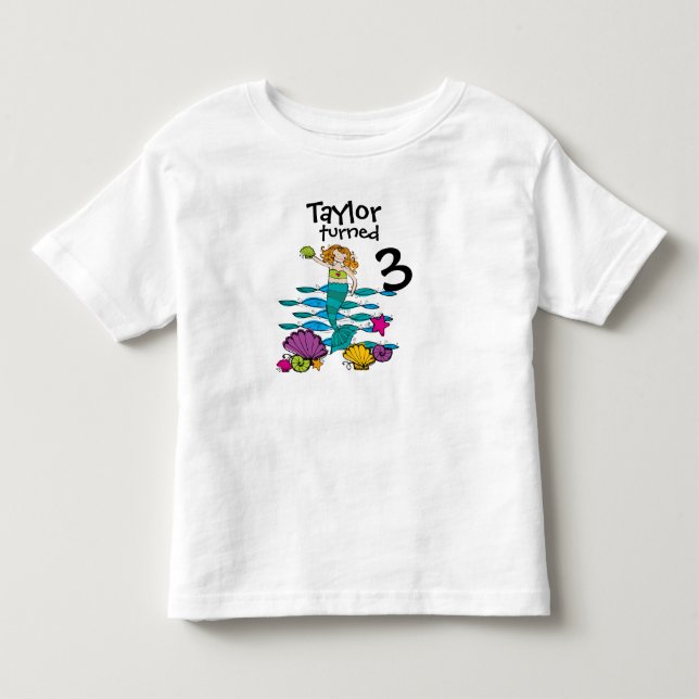 Bebé Camiseta adaptable del cumpleaños de la sirena (Anverso)