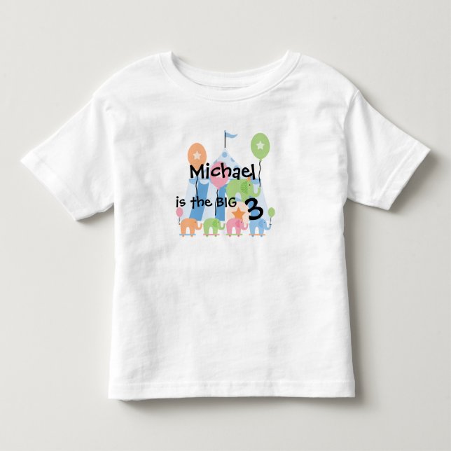 Bebé Camiseta adaptable del cumpleaños de los elefantes (Anverso)