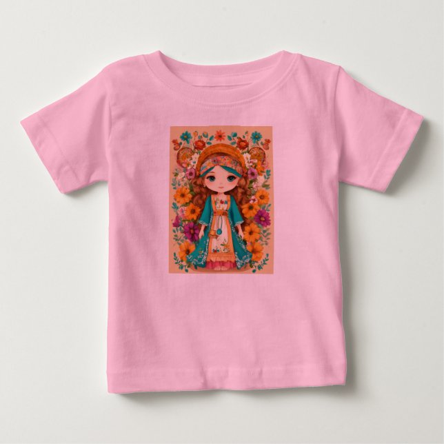 Bebé Camiseta Adorable De Muñeca Bebé: Toques Pequeños, (Anverso)
