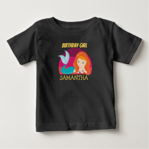 Bebé Camiseta amarilla de cumpleaños de sirena