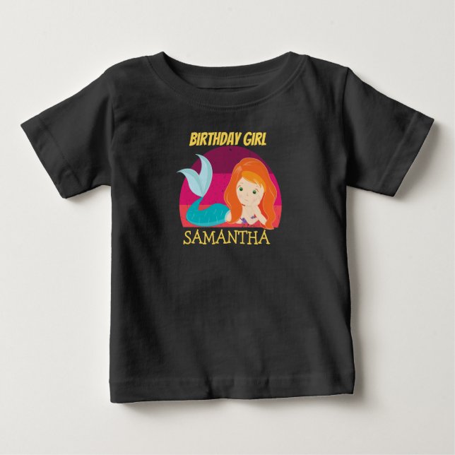 Bebé Camiseta amarilla de cumpleaños de sirena (Anverso)