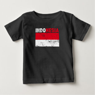 Bebé Camiseta añeja de bandera de Indonesia