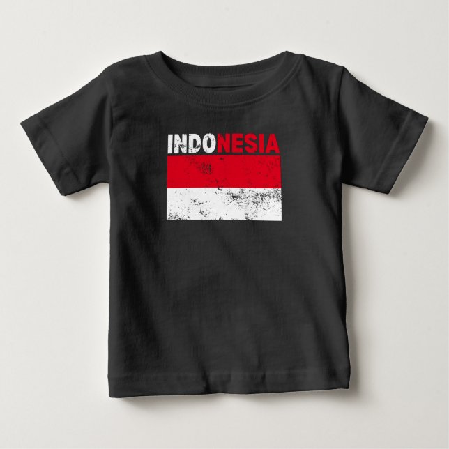 Bebé Camiseta añeja de bandera de Indonesia (Anverso)