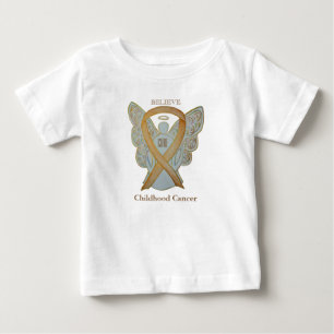 Bebé Camiseta ángel de la cinta de oro sobre el cáncer 