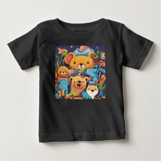 Bebé Camiseta animal de Personalizado negro - Oso, rató