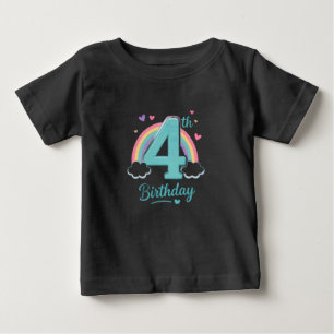 Bebé Camiseta arcoíris para cumpleaños de 4 años para n