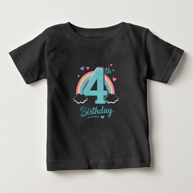Bebé Camiseta arcoíris para cumpleaños de 4 años para n (Anverso)