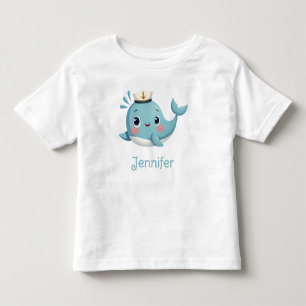 Bebé Camiseta azul de ballena linda para niños personal