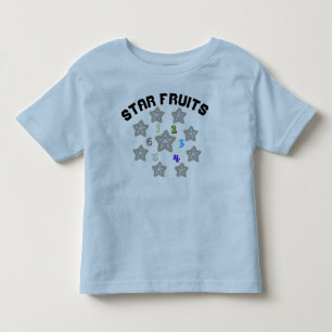 Bebé Camiseta Azul de Frutas Estrelladas y Números para