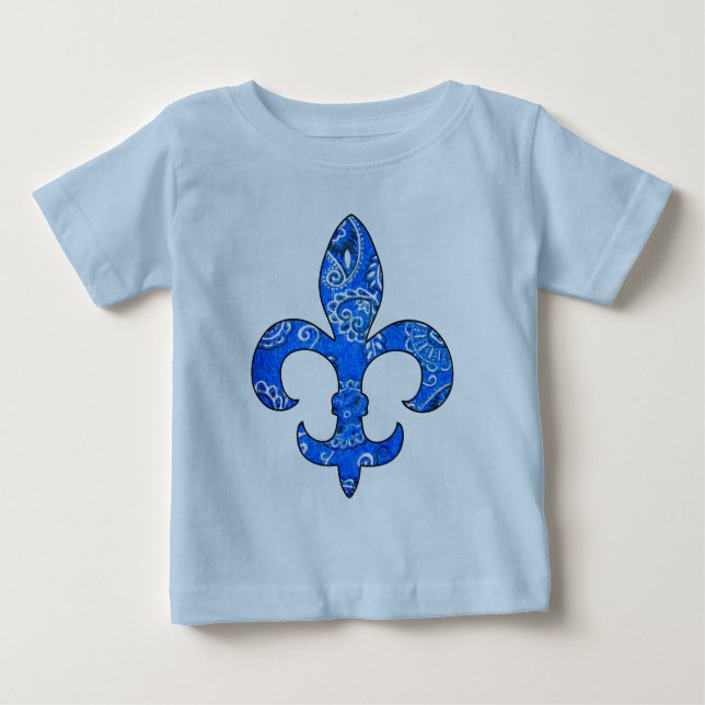Bebé Camiseta azul del pañuelo de la flor de lis (Anverso)
