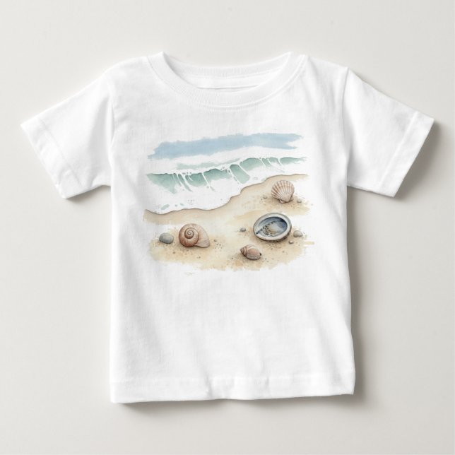 Bebé Camiseta Boby de Tote de Playa de Acuarela de Conc (Anverso)
