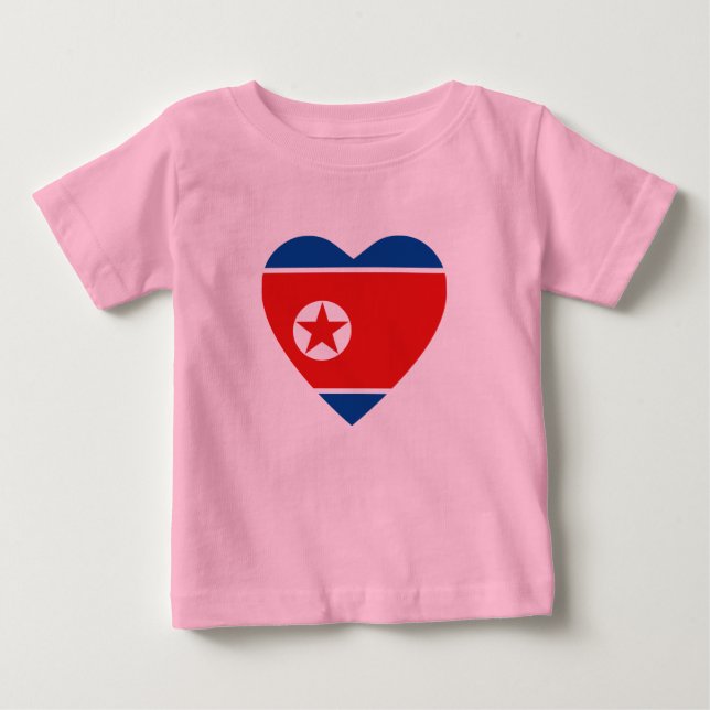 Bebé Camiseta cardíaca con bandera de Corea del Norte (Anverso)
