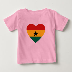 Bebé Camiseta cardíaca con bandera de Ghana