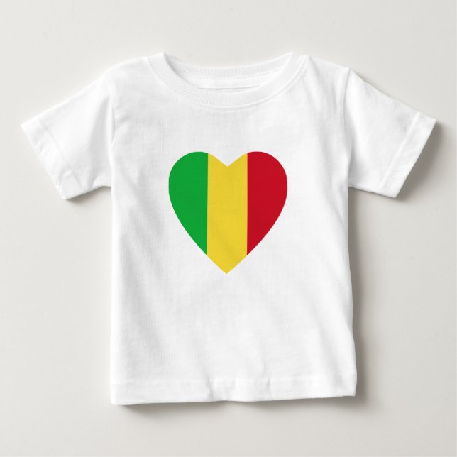 Bebé Camiseta cardíaca con bandera de Mali (Anverso)
