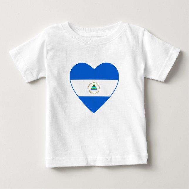 Bebé Camiseta cardíaca con bandera de Nicaragua (Anverso)