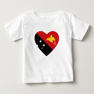 Bebé Camiseta cardíaca con bandera de Papúa Nueva Guine