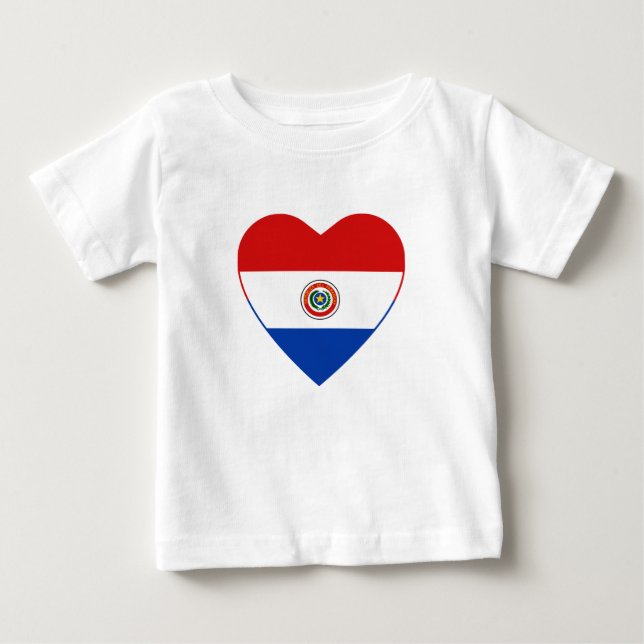 Bebé Camiseta cardíaca con bandera de Paraguay (Anverso)