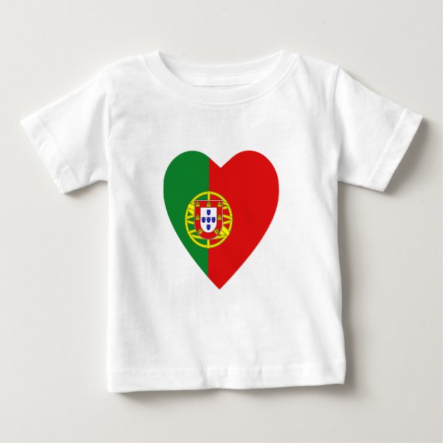 Bebé Camiseta cardíaca con bandera de Portugal (Anverso)