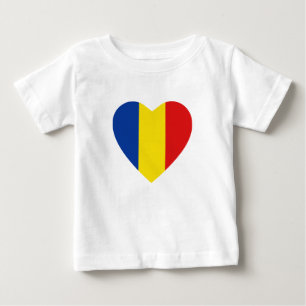 Bebé Camiseta cardíaca con bandera de Rumania