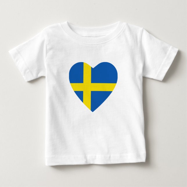 Bebé Camiseta cardíaca con bandera de Suecia (Anverso)