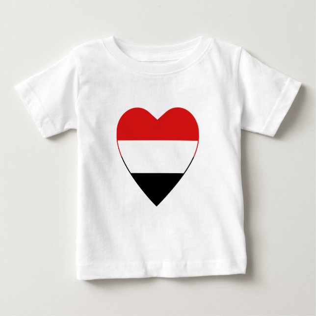 Bebé Camiseta cardíaca con bandera de Yemen (Anverso)