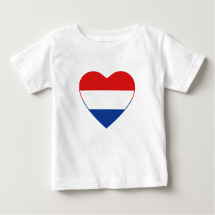 Bebé Camiseta cardíaca de bandera de los Países Bajos