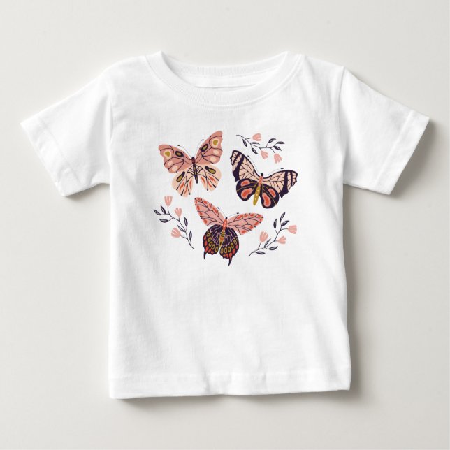 Bebé Camiseta Chica de mariposa cúpula (Anverso)