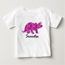 Camiseta Chica personalizada de dinosaurio rosa br