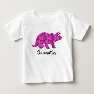 Bebé Camiseta Chica personalizada de dinosaurio rosa br