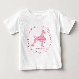 Bebé Camiseta con silueta de caniche rosa pastel person