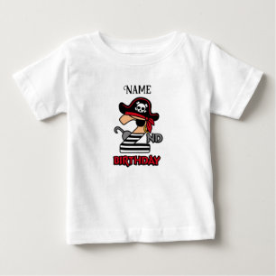 Bebé Camiseta de 2º cumpleaños del Pirata Personalizado