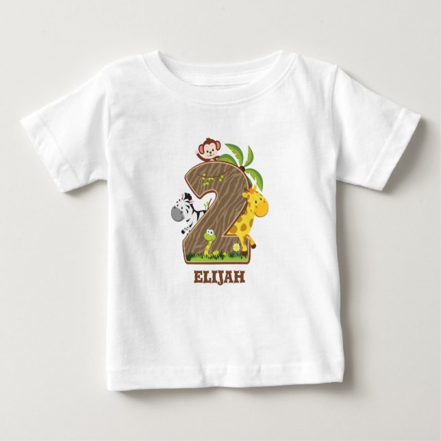 Bebé Camiseta de 2º cumpleaños personalizada de Safari (Anverso)