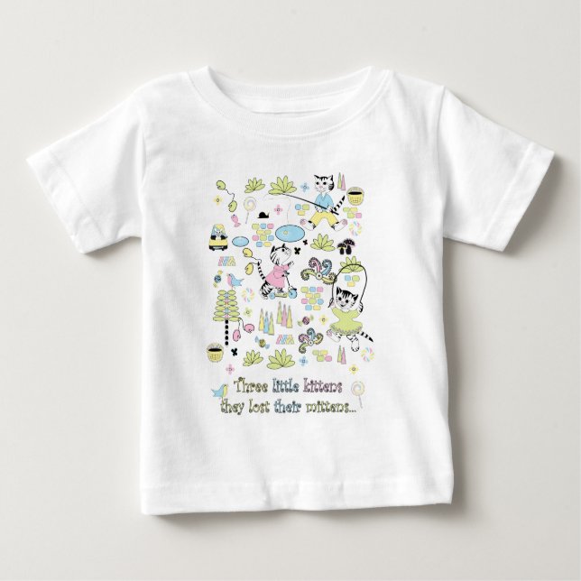 Bebé Camiseta de 3 pequeña gatitos (Anverso)