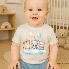 Bebé Camiseta de Acuarela Caprichosa Animales de Safari