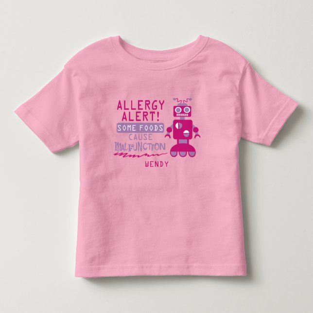 Bebé Camiseta de Alerta de Alergia a Comida de Robot Ro (Anverso)